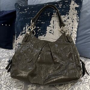 Elegant Gray patent leather Women's Handbag
